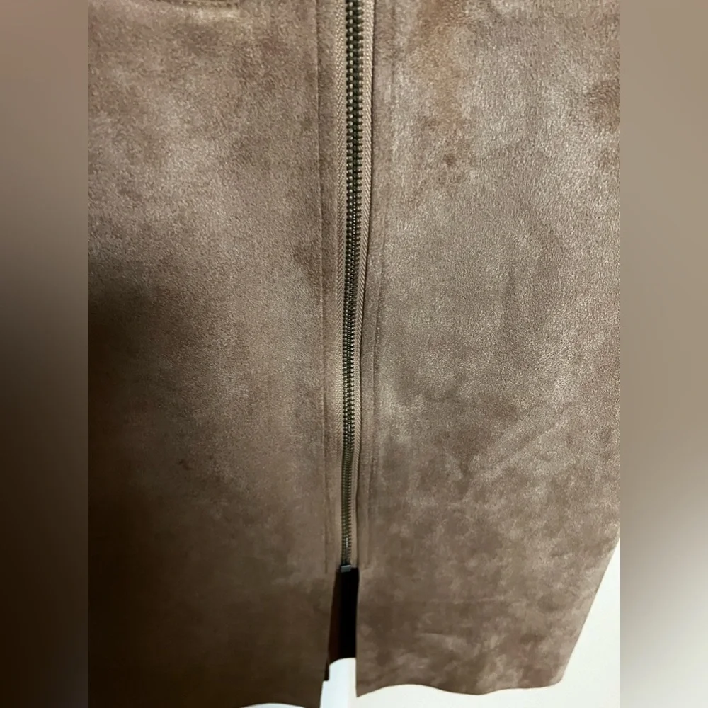 Fate Faux Brown Suede Skirt Zipper Knee Length Size Medium